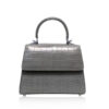 Goldmas Crocodile Leather Handbag, Matte Grey, Size 21