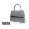 Goldmas Crocodile Leather Handbag, Matte Grey, Size 21