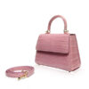 Goldmas Crocodile Leather Handbag, Matte Light Pink, Size 21