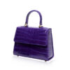 Goldmas Crocodile Leather Handbag, Matte Purple, Size 21