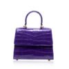 Goldmas Crocodile Leather Handbag, Matte Purple, Size 21