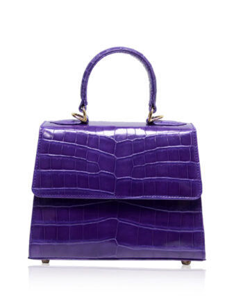 Goldmas Crocodile Leather Handbag, Matte Purple, Size 21