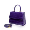 Goldmas Crocodile Leather Handbag, Matte Purple, Size 21