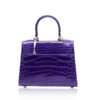 Goldmas Crocodile Leather Handbag, Matte Purple, Size 21