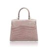 Goldmas Crocodile Leather Handbag, Shiny Cream Pink, Size 21