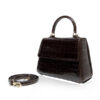 Goldmas Crocodile Leather Handbag, Shiny Gold Brown, Size 21