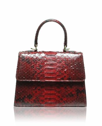 Goldmas Python Leather Handbag, Shiny Red & Black, Size 21