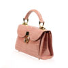 MONARCH Crocodile Skin Handbag, Shiny Cream Pink, Size 21