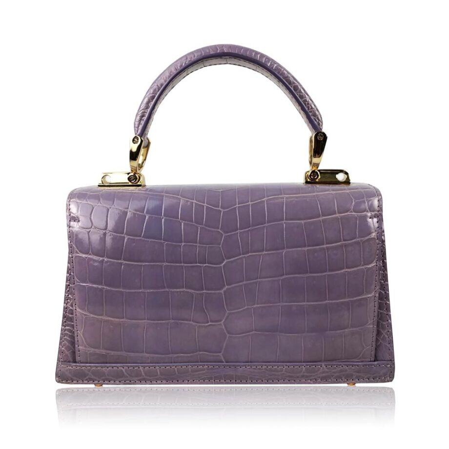 MONARCH Crocodile Skin Handbag, Shiny Light Purple, Size 21