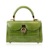 MONARCH Crocodile Skin Handbag, Shiny Olive Green, Size 21