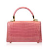 MONARCH Crocodile Skin Handbag, Shiny Pink, Size 21