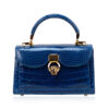MONARCH Crocodile Skin Handbag, Shiny Royal Blue, Size 21