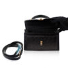 MONARCH Ostrich Leather Handbag, Black, Size 21