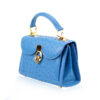 MONARCH Ostrich Leather Handbag, Blue, Size 21