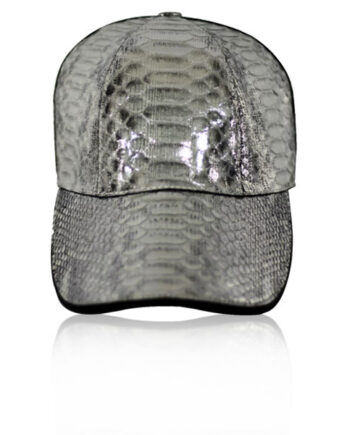 Python Belly Leather Hat, Shiny Silver Limited