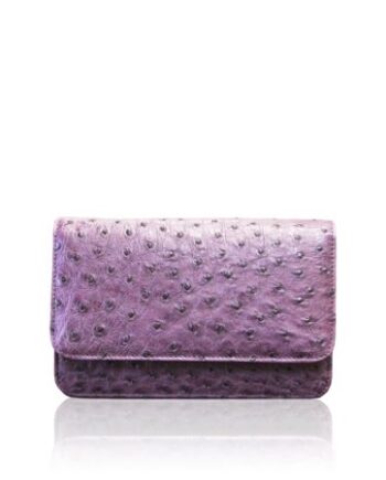 BARZAAR Purple Ostrich Leather Clutch Bag