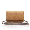 BARZAAR Tan Ostrich Leather Clutch Bag