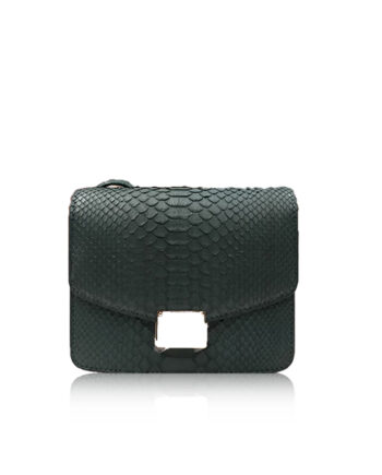 BLOOMING Python Leather Sling Bag, Dark Green, Size 17