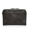 BRICK Crocodile Hornback Leather Sling Bag, Matte Grey, Size 28 cm