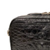 BRICK Crocodile Tail Leather Sling Bag, Matte Black, Size 18 cm