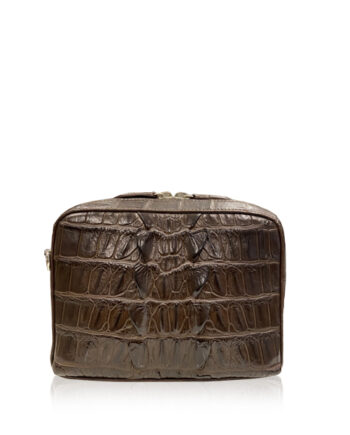 BRICK Crocodile Tail Leather Sling Bag, Matte Brown, Size 18 cm