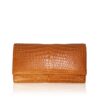 Crocodile Belly Leather Clutch Bag, LUANA, Tan, Size 28 cm