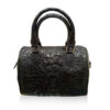 Crocodile Hornback Leather Handbag PILLODY, Matte Black, Size 23 cm