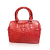 Crocodile Hornback Leather Handbag PILLODY, Red, Size 23 cm
