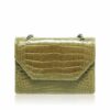 DIAMOND, Crocodile Belly Leather Sling Bag, Mustard, Size 20