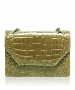 DIAMOND, Crocodile Belly Leather Sling Bag, Mustard, Size 20