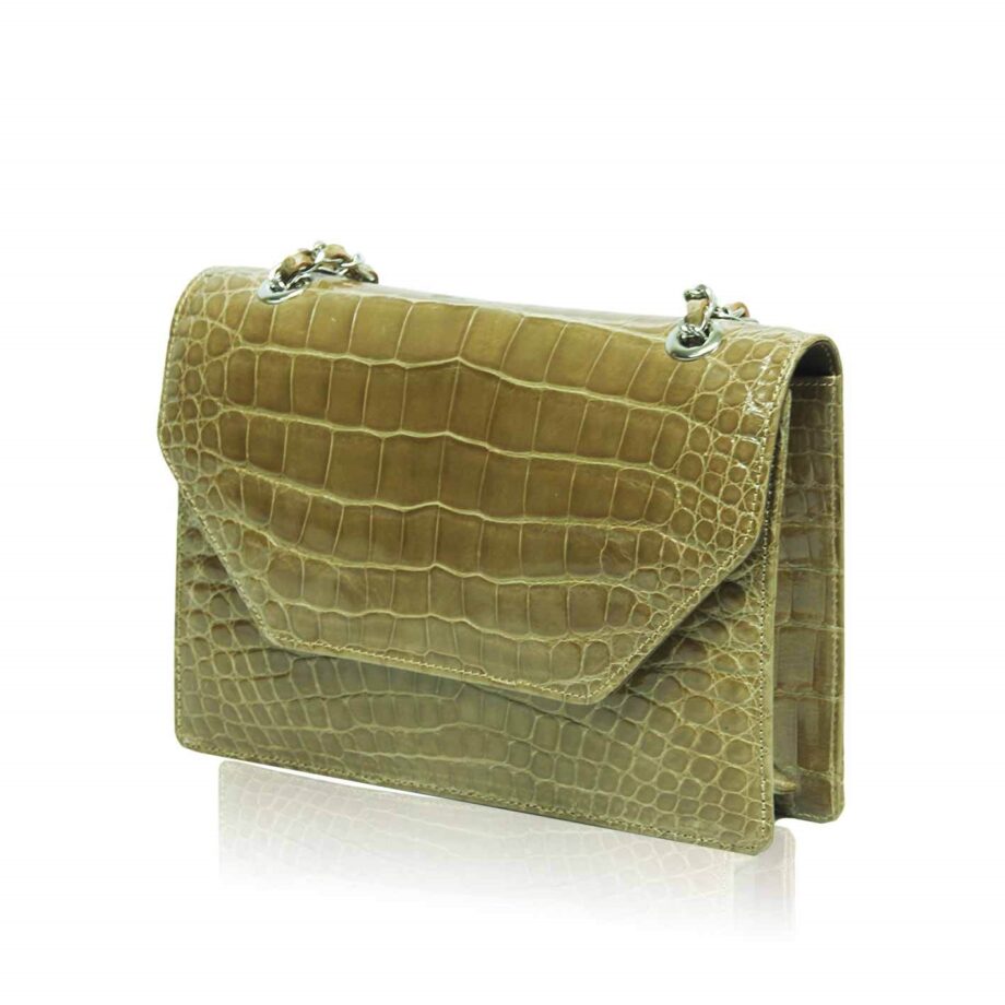 DIAMOND, Crocodile Belly Leather Sling Bag, Mustard, Size 20