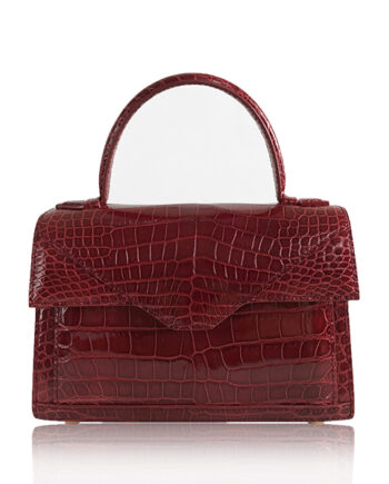 GLACIER Crocodile Leather Handbag, Shiny Red, Size 21