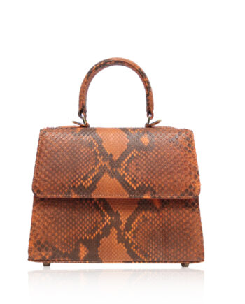 "GOLDMAS" Orange & Black Python Back Handbag, Size 21
