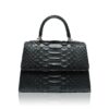 GOLDMAS Python Belly Leather Handbag, Matte Black, Size 25