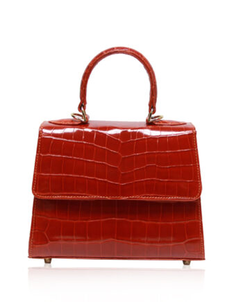 Goldmas Crocodile Leather Handbag, Shiny Red, Size 21