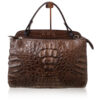 JIMMY Crocodile Hornback Leather Handbag, Matte Brown, Size 27