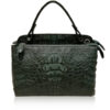 JIMMY Crocodile Hornback Leather Handbag, Matte Dark Green, Size 27