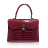 MONARCH Crocodile Leather Handbag , Shiny Wine, Size 24