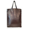 Peter Bag Crocodile Leather Shopping Bag, Matte Brown