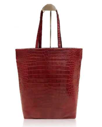Peter Bag Crocodile Leather Shopping Bag, Matte Wine
