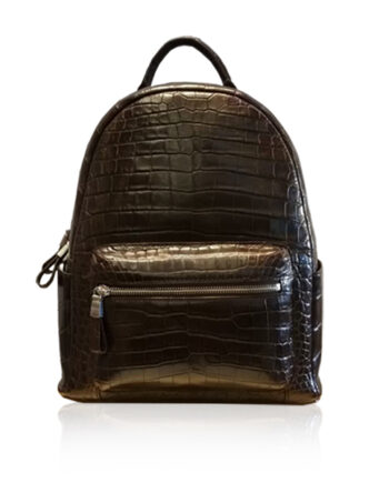 RENNY Crocodile Backpack , Size 33, Matte Brown