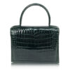 RIFFLE, Crocodile Leather Handbag, Shiny Dark Green, Size 24