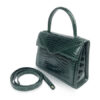 RIFFLE, Crocodile Leather Handbag, Shiny Dark Green, Size 24