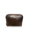 BRICK Crocodile Belly Leather Sling Bag, Matte Brown, Size 20 cm