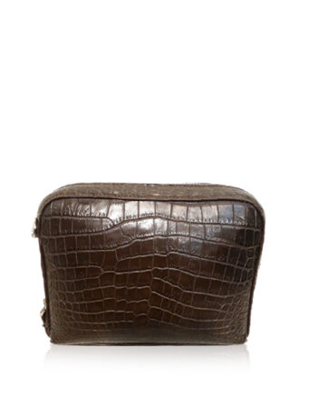 BRICK Crocodile Belly Leather Sling Bag, Matte Brown, Size 20 cm
