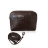 BRICK Crocodile Belly Leather Sling Bag, Matte Brown, Size 20 cm