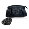 CANIS Crocodile Hornback Leather Clutch Bag, Matte Black, Size 26 cm