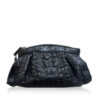 CANIS Crocodile Hornback Leather Clutch Bag, Matte Black, Size 26 cm