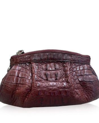 CANIS Crocodile Hornback Leather Clutch Bag, Matte Modo, Size 26 cm