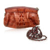 CANIS Crocodile Tail Leather Clutch Bag, Matte Red, Size 26 cm